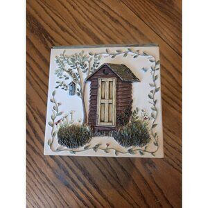 Linda Spivey 2003 Expressions Outhouse Tissue Box Cover Hand Painted Cabin Decor